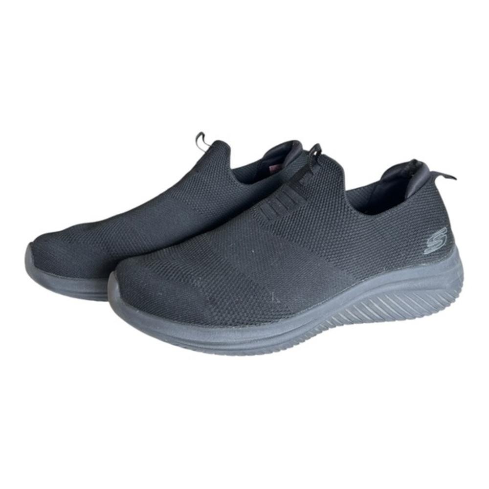 Skechers Ultra Flex 3.0 Denlark All-Black Knit Slip-On Shoes Size 10.5